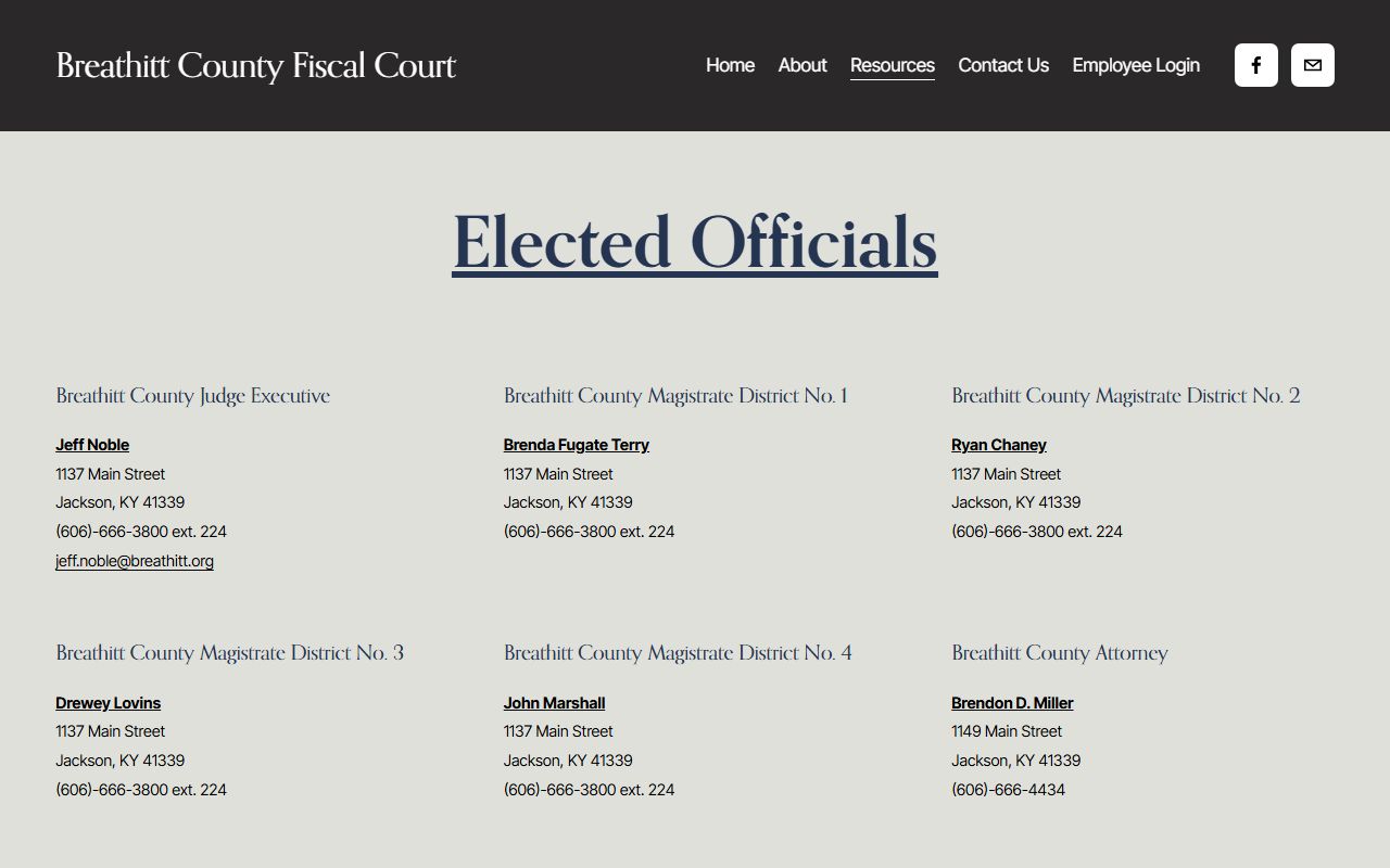 Breathitt County inmate records sheriff and jailer official contacts