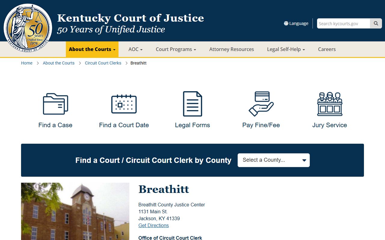 Breathitt County court records after jail arrest court information page